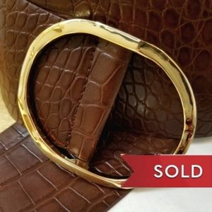 *SOLD*SOLD*SOLD*NWOT Brown Faux Crocodile Embossed O-Ring Wrap Broad